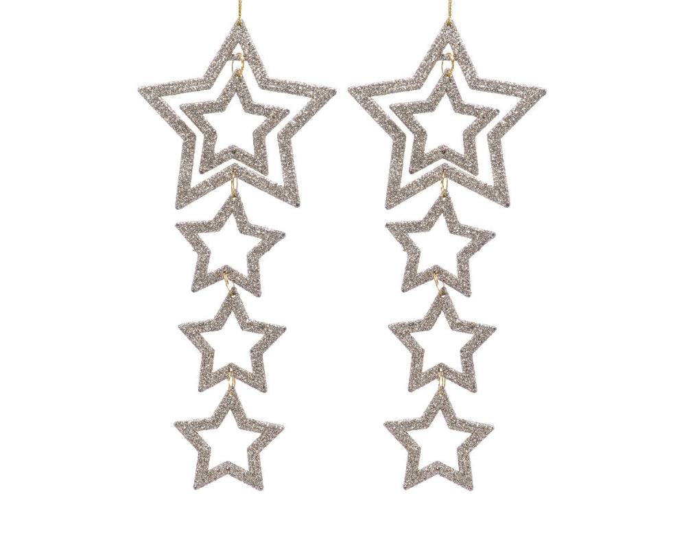 7.5cm Star Plastic With Glitter Finish Champagne 2 Pack