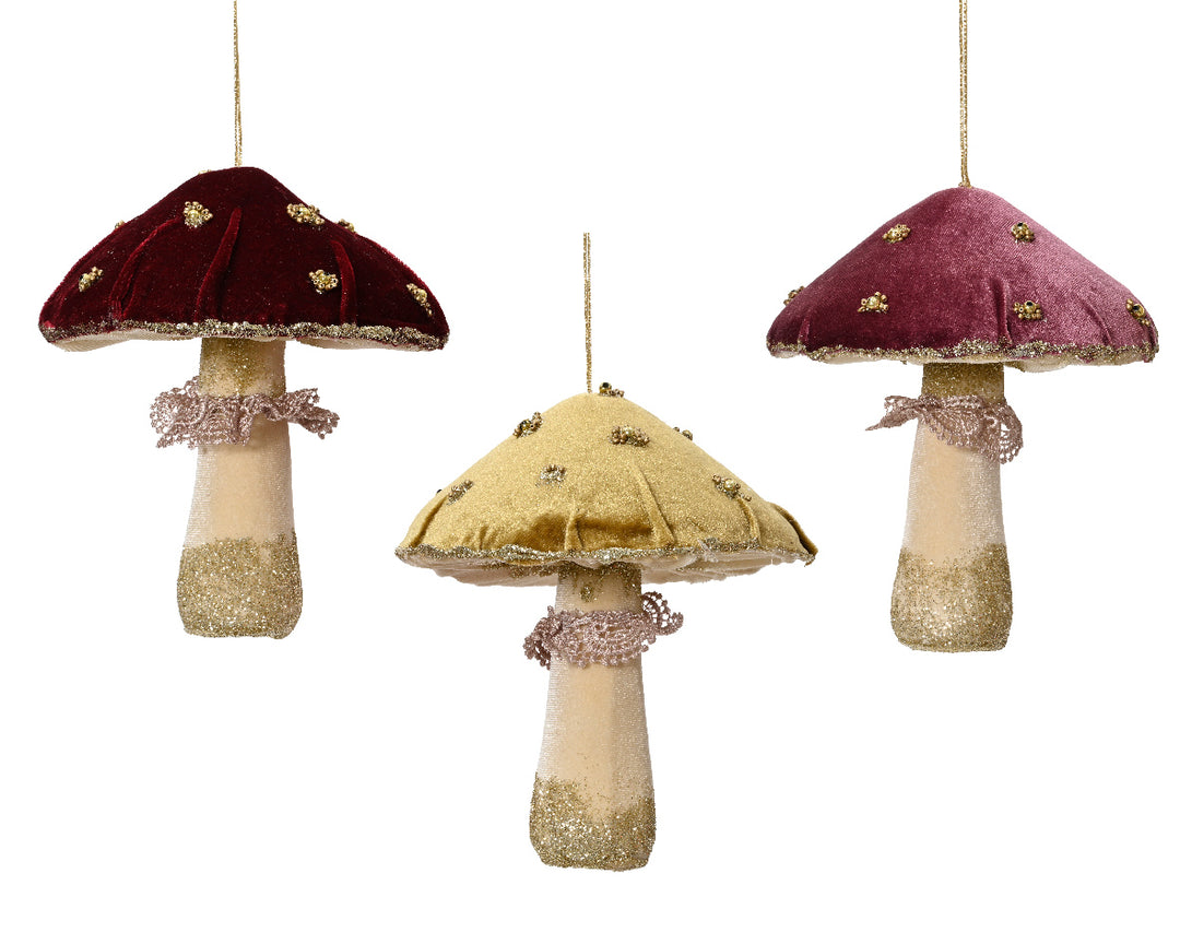 kaemingk velvet mushroom - set of 3