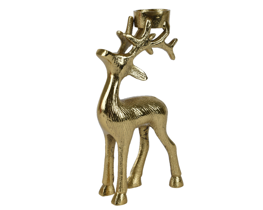 kaemingk reindeer tealight holder - gold