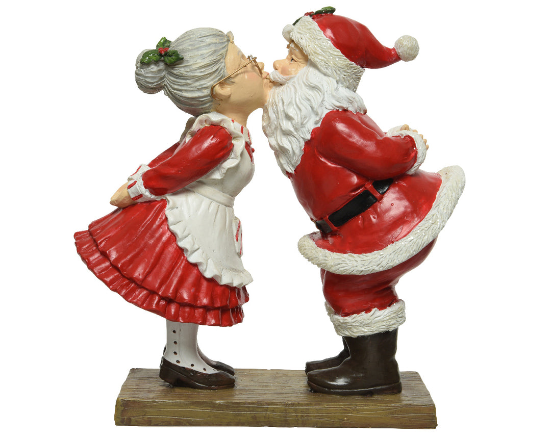 kaemingk santa polyresin figure kissing mrs claus