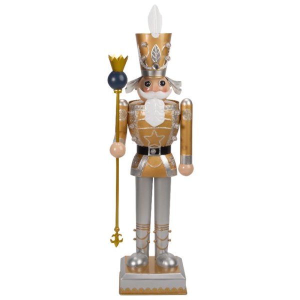 Battery Operated Inlit Nutcracker Gold & White