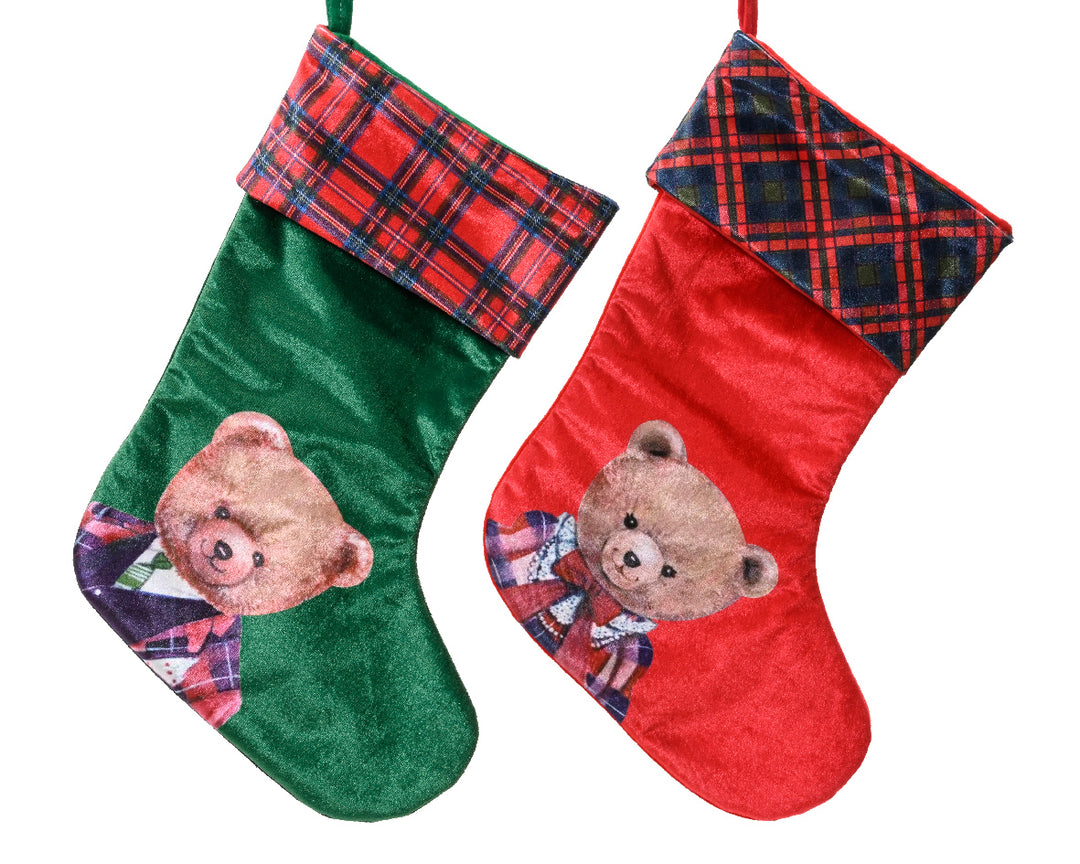 kaemingk stocking w/ bear- set of 2