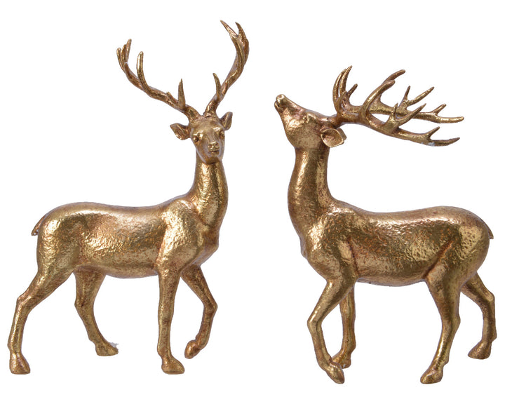 kaemingk goldpolyresin deer - set of 2