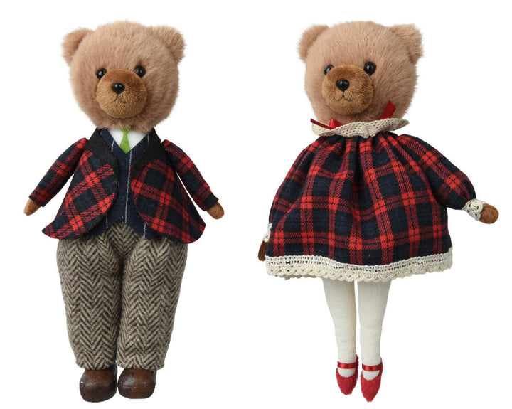 18cm Bear Polyester With Checked Outfit