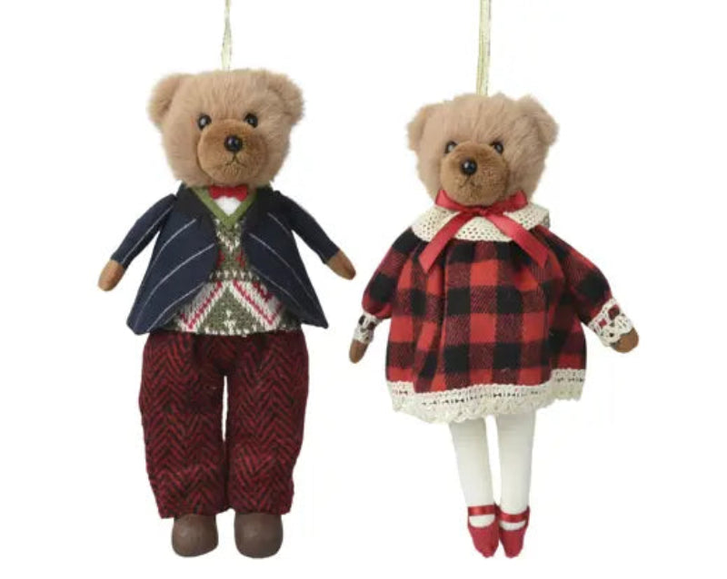 18cm Bear Polyester With Checked Outfit