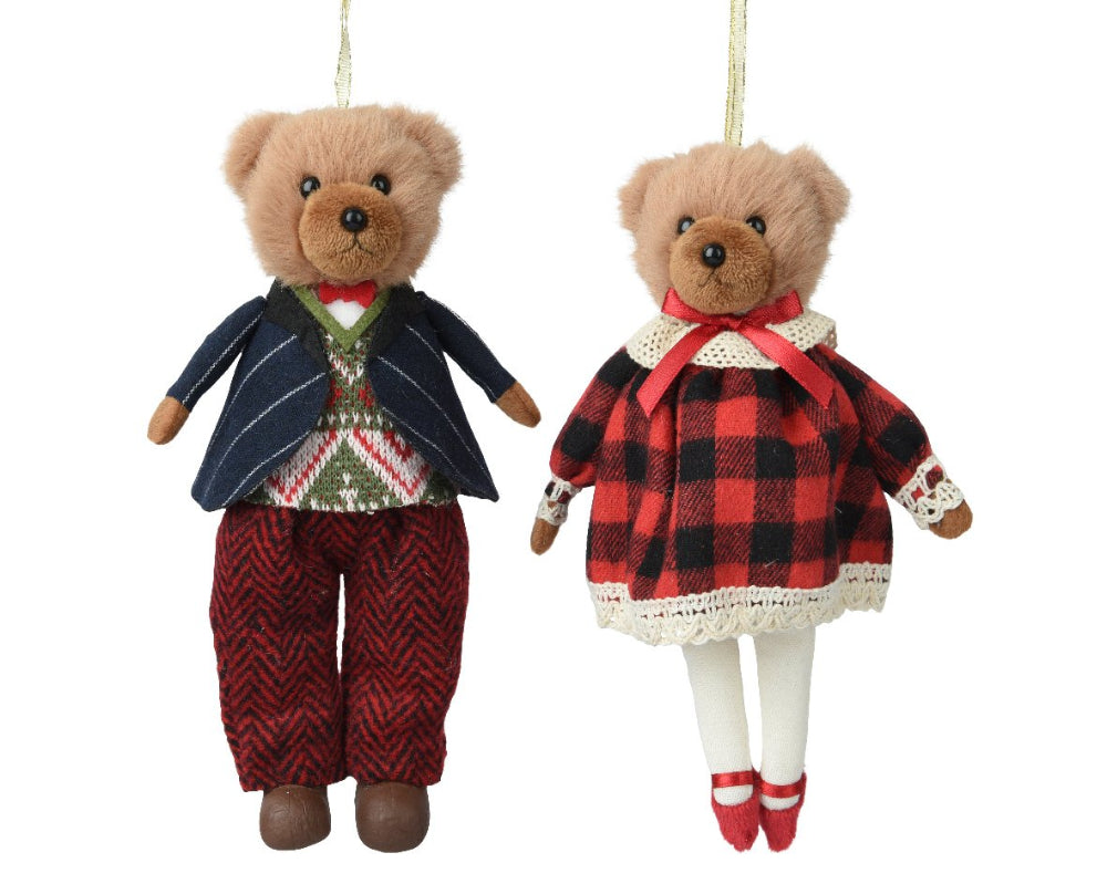 18cm Bear Polyester With Checked Outfit