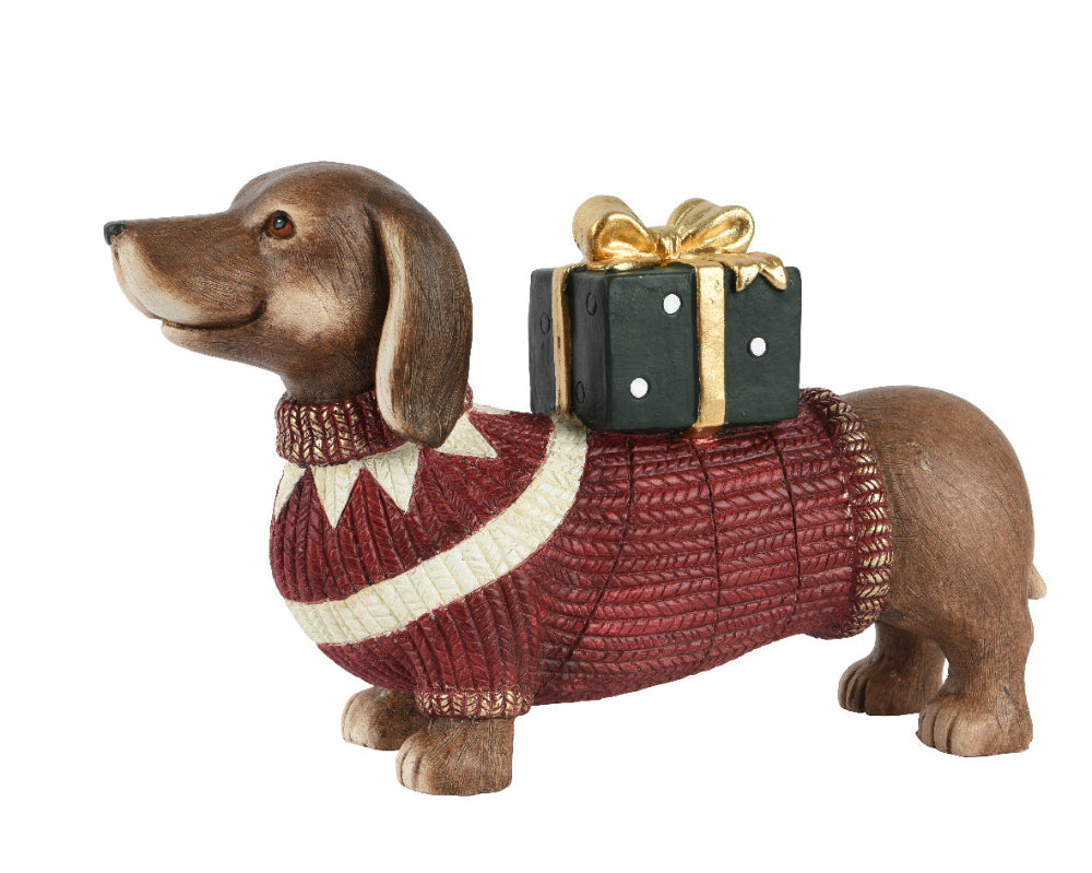 Sausage Dog With Jumper & Present