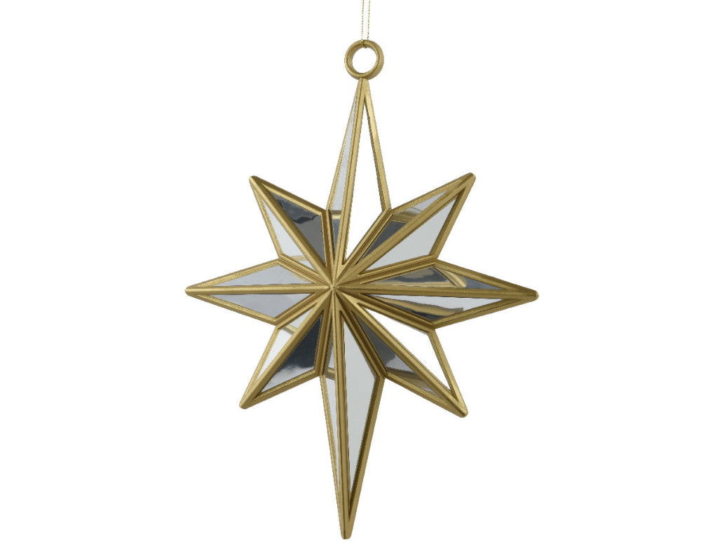 Mirrored 8 point Star Gold 28cm