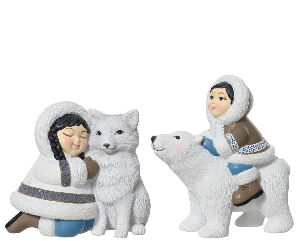 12cm Eskimo Kids With Animal