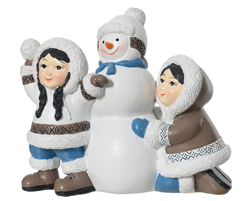 Eskimo Kids With Snowman