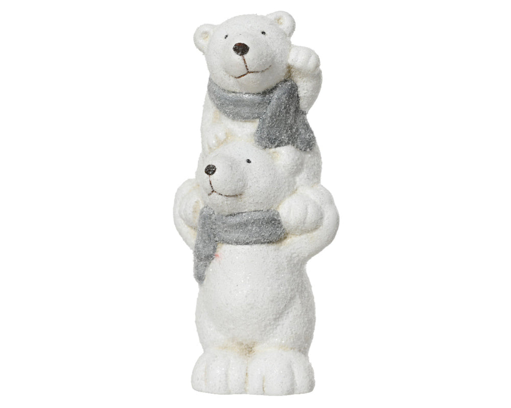 17.5cm 2 Polar Bears Terracotta