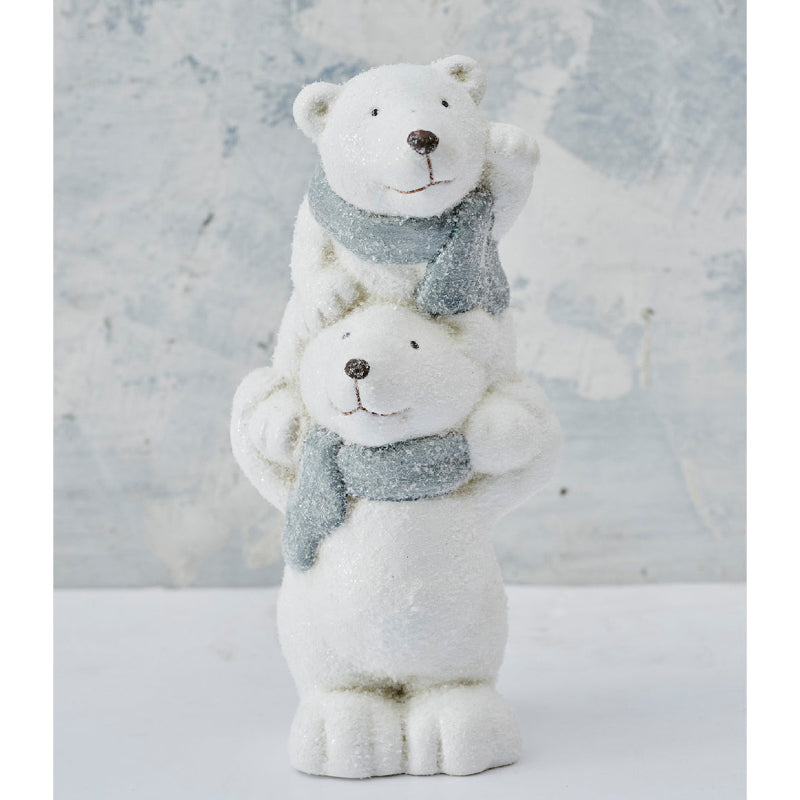17.5cm 2 Polar Bears Terracotta