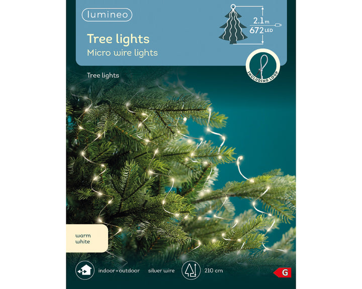 lumineo basic tree lights w/ green cable - warm white