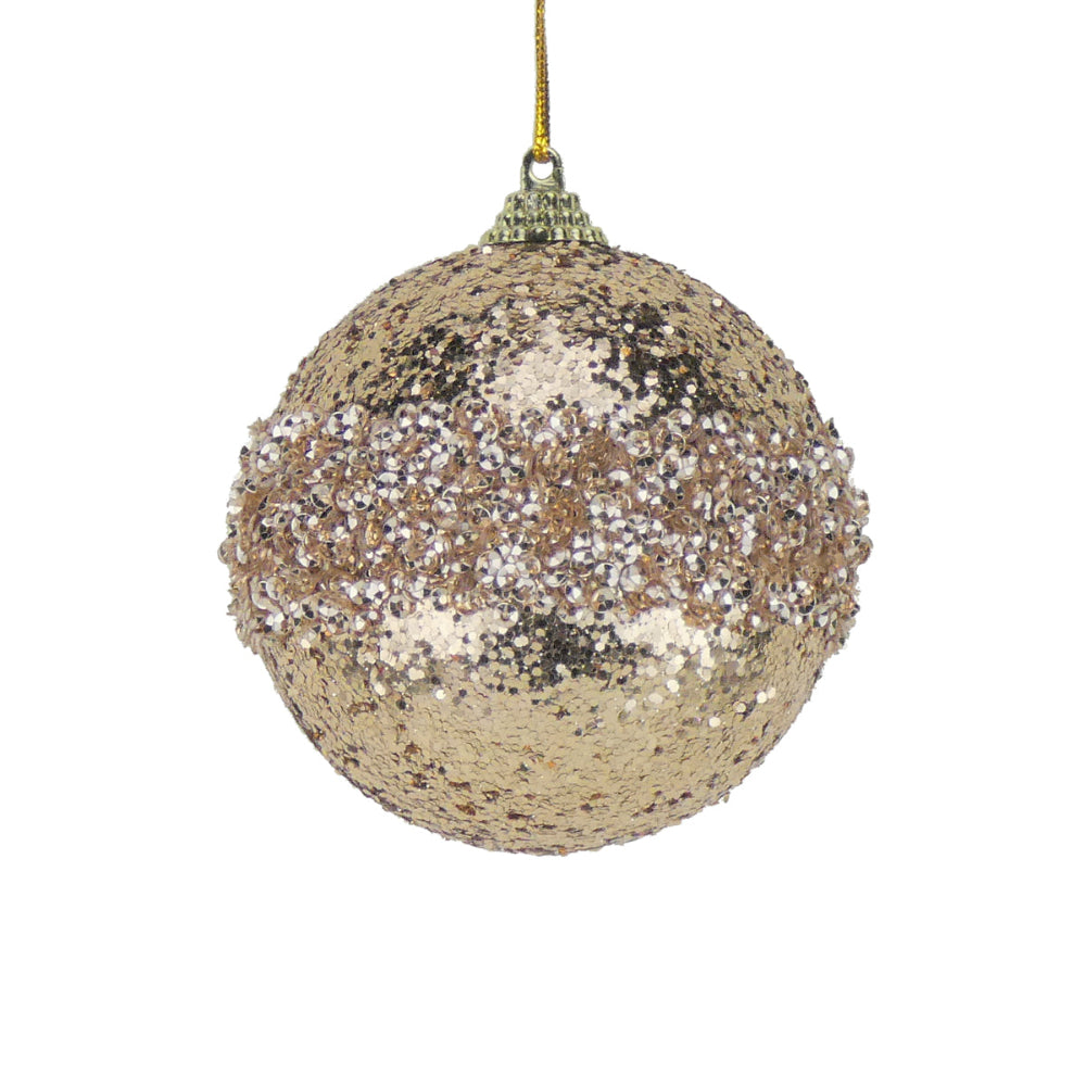 8cm Glitter Band Bauble Gold