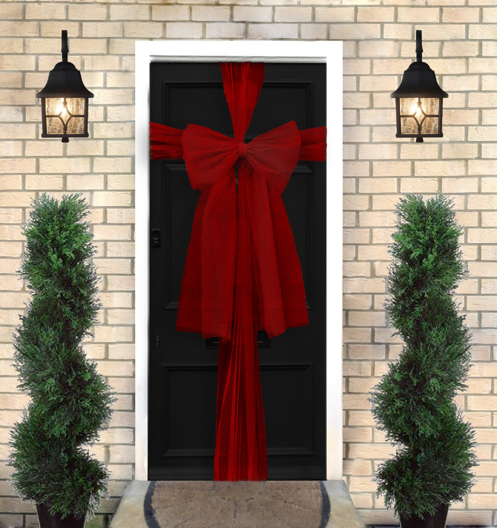 Wine Organza Door Bow