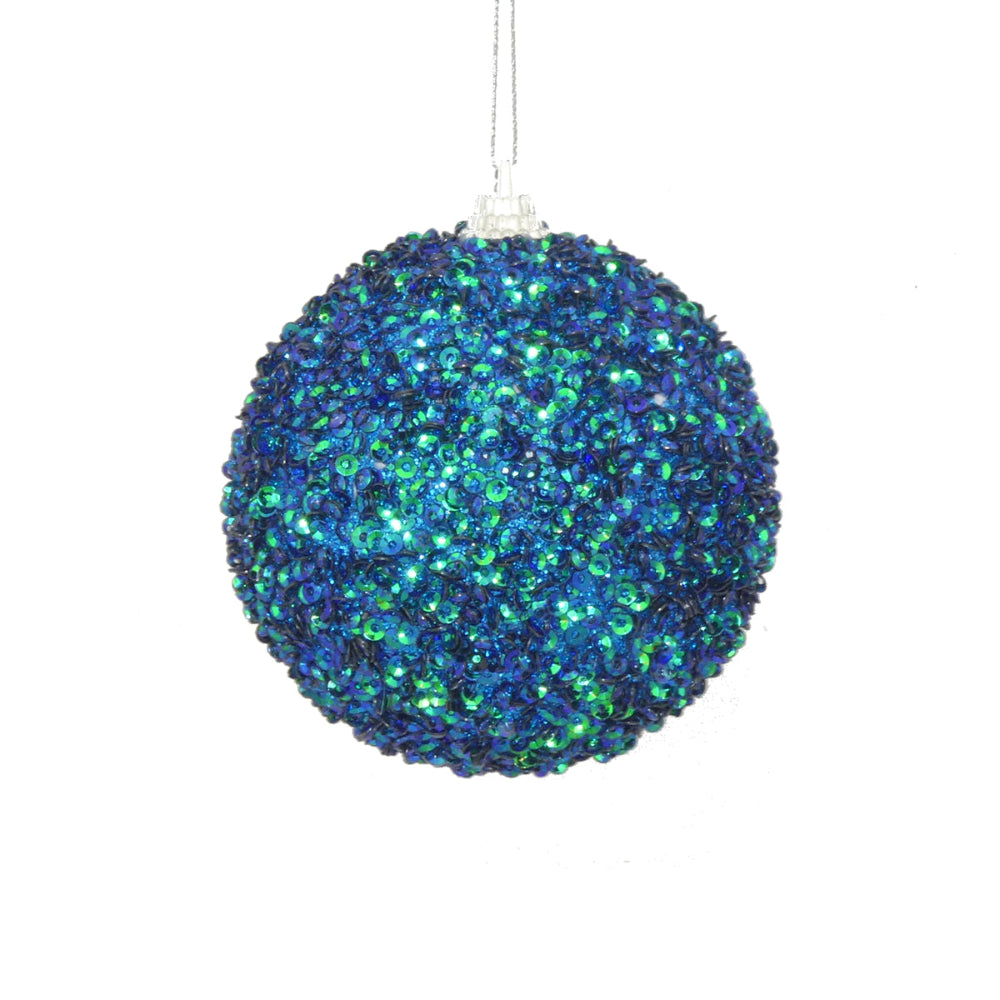 8cm Mini Sequin King Bauble - Blue
