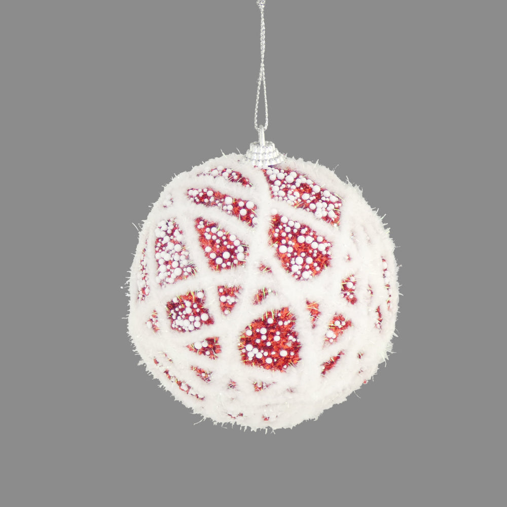 10cm White String Bauble