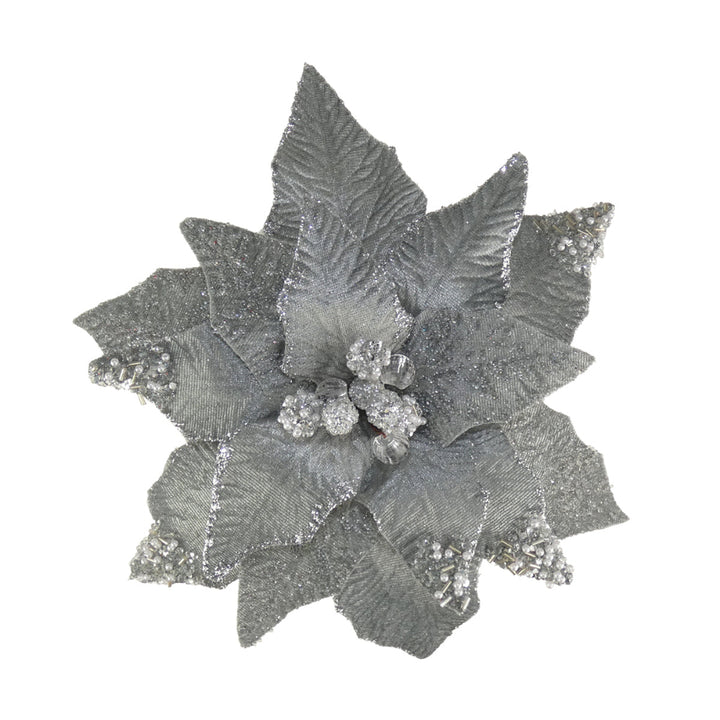 Ornate Poinsettia Clip On Flower 27cm