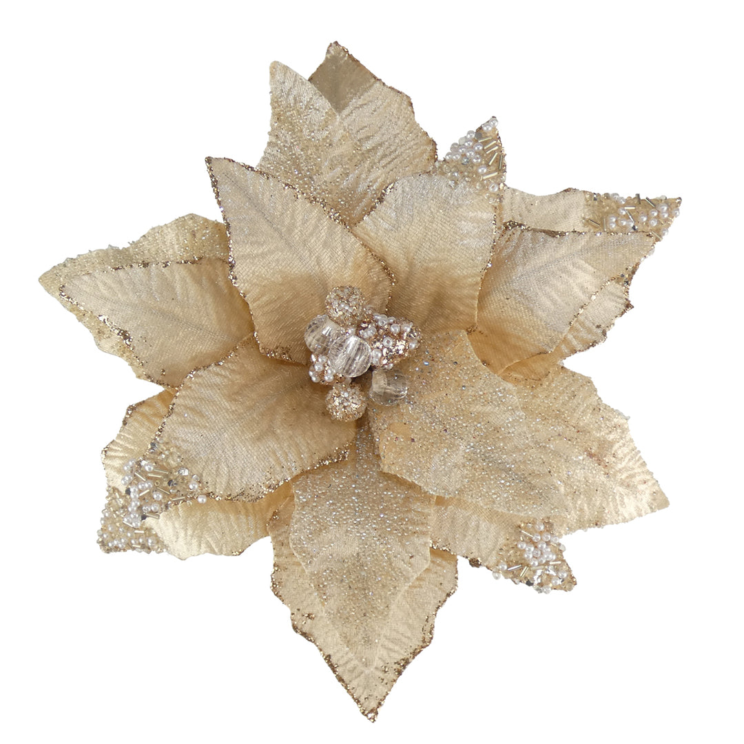 Ornate Poinsettia Clip On Flower 27cm