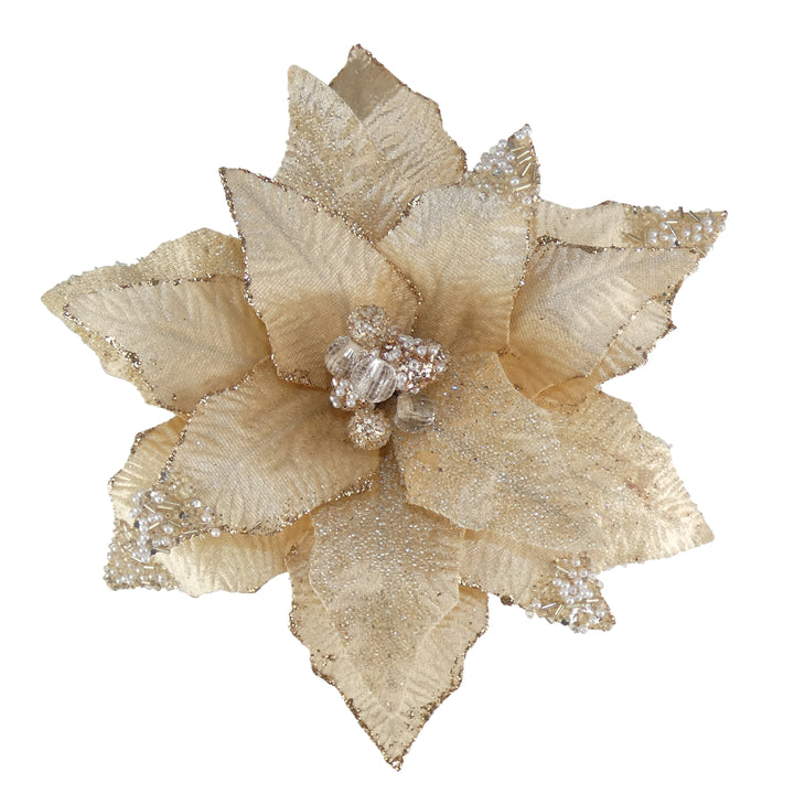 Ornate Poinsettia Clip On Flower 27cm