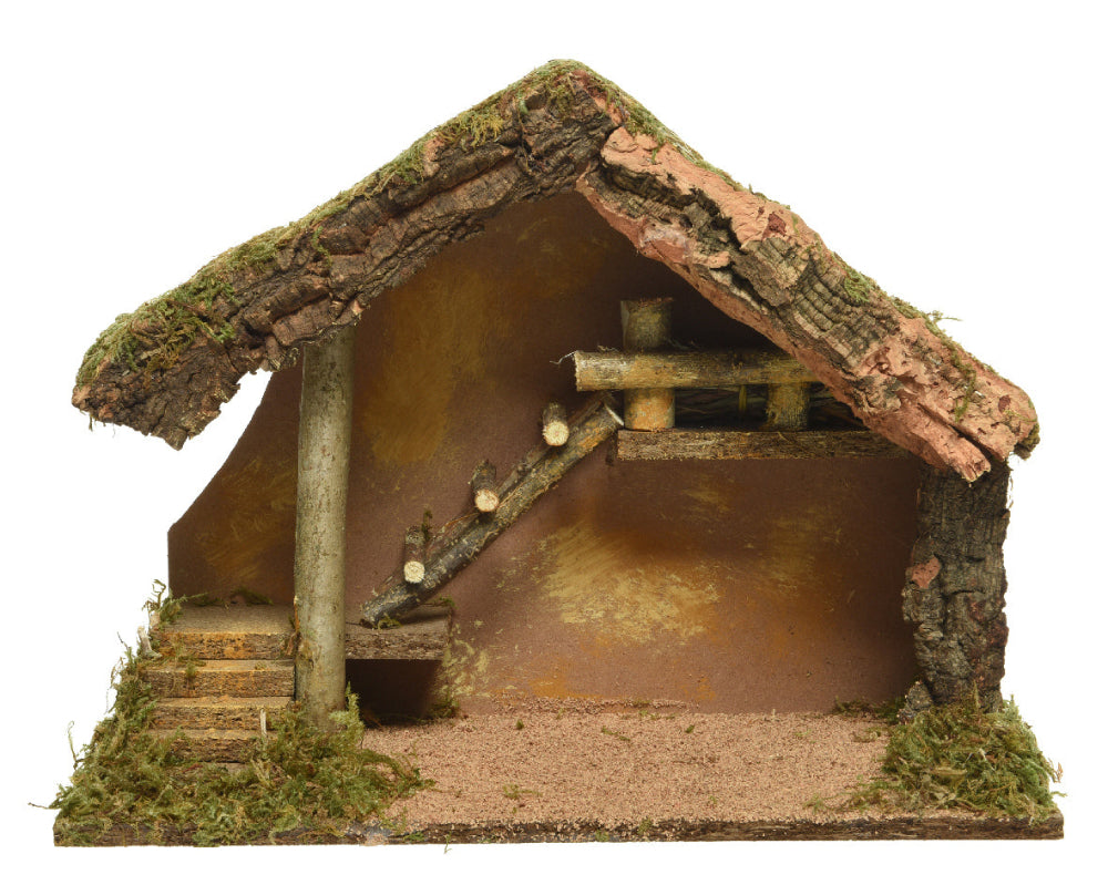 28cm Nativity House Wooden