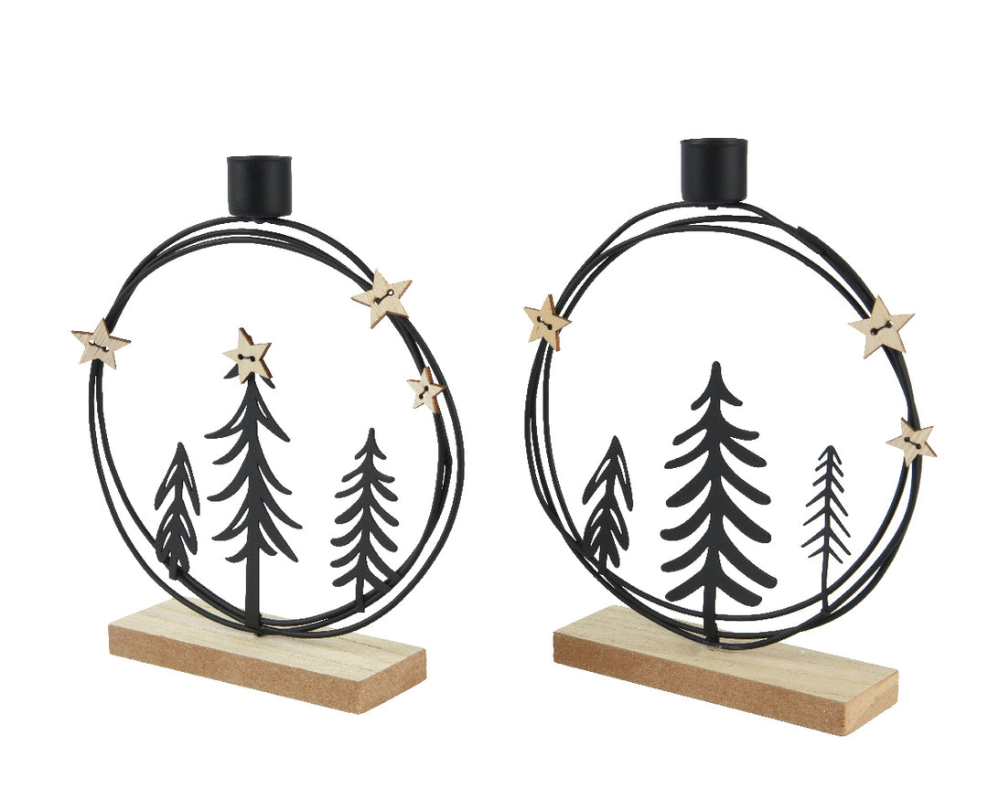 kaemingk candleholder w/ tree decoration - set of 2