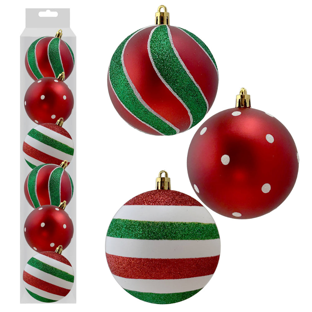 8cm Candy Crazy Baubles 6pk