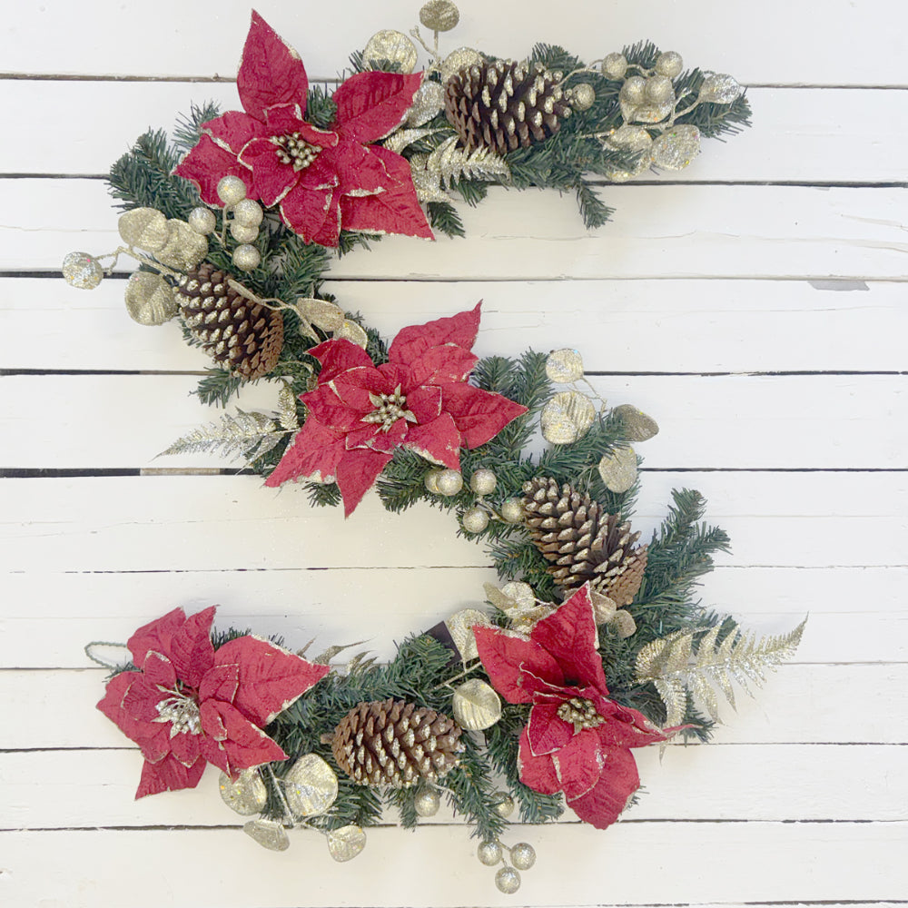 Red Poinsettia Garland