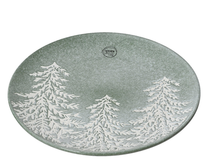 Dinner Plate Stoneware Embossed With 3 Trees