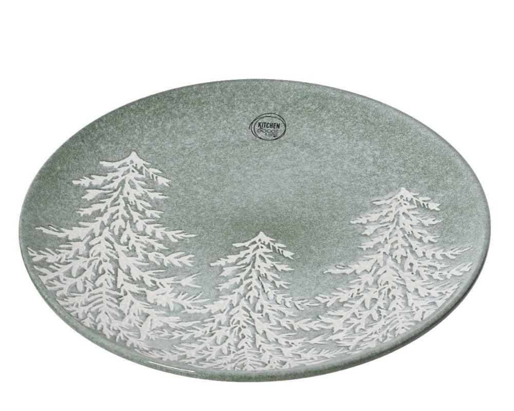 Breakfast Plate Stoneware Embossed With 2 Trees