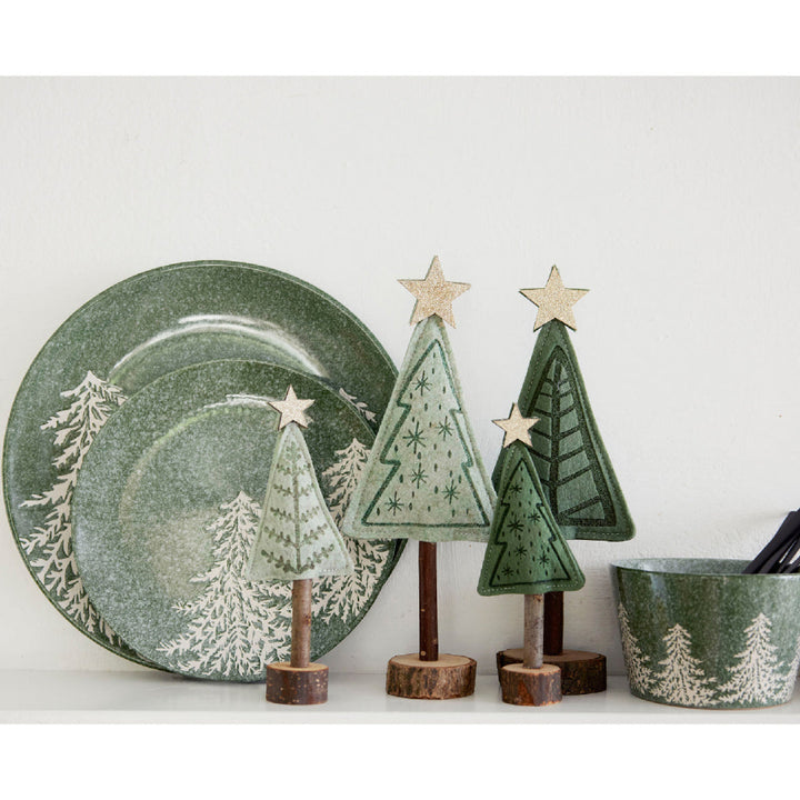 Dinner Plate Stoneware Embossed With 3 Trees