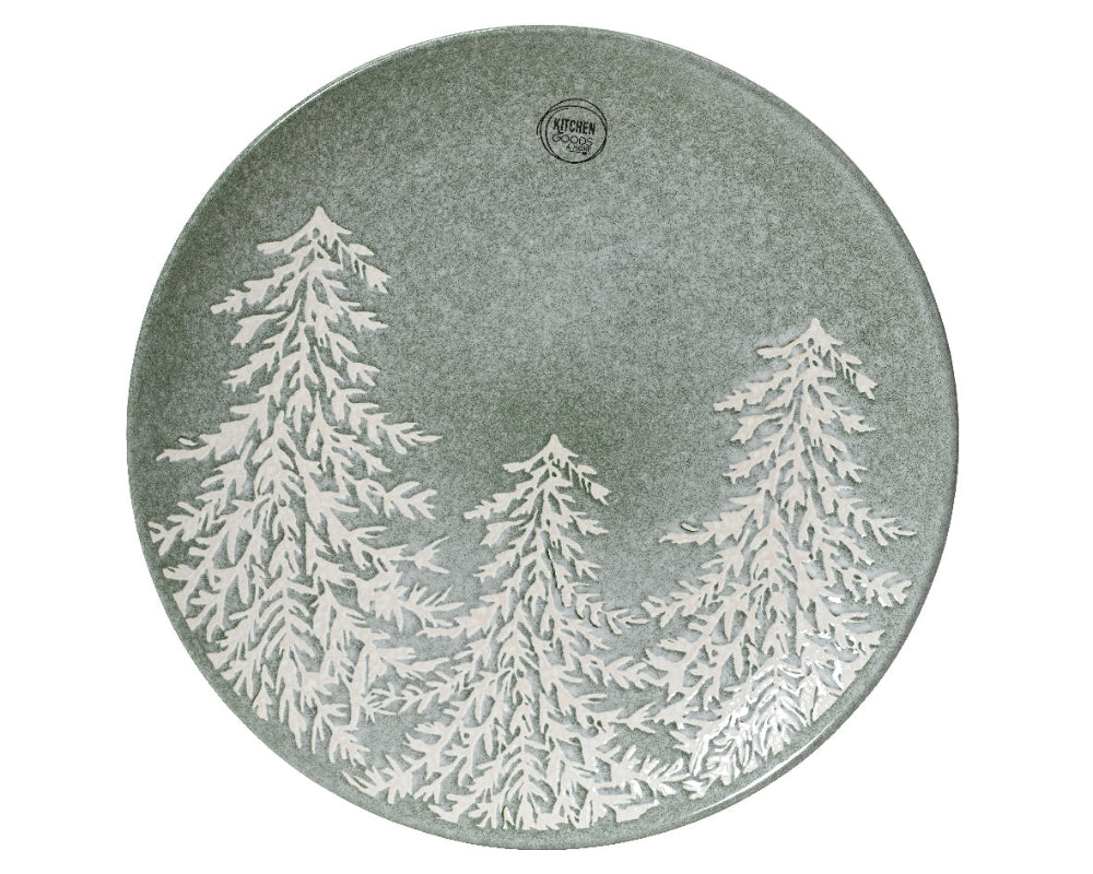 Dinner Plate Stoneware Embossed With 3 Trees