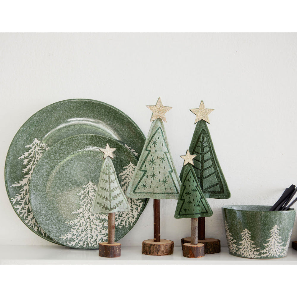 Breakfast Plate Stoneware Embossed With 2 Trees
