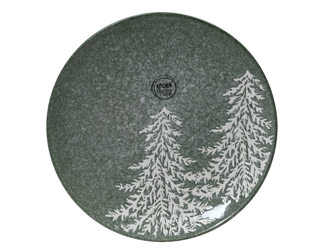Breakfast Plate Stoneware Embossed With 2 Trees
