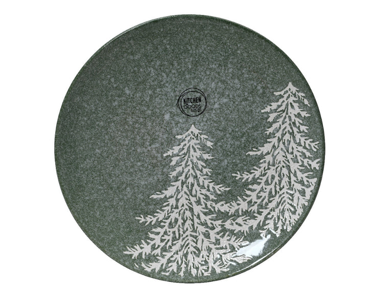 Breakfast Plate Stoneware Embossed With 2 Trees