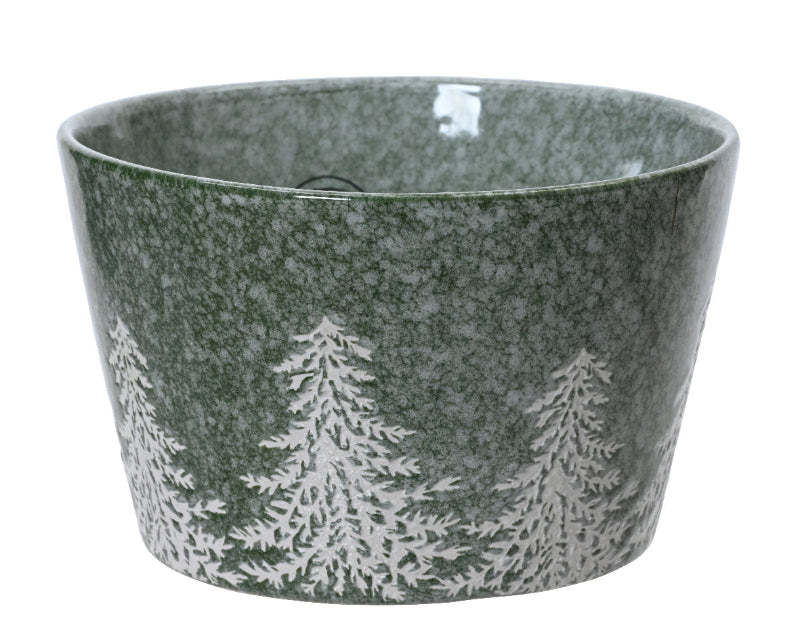 Bowl Stoneware Embossed With Trees