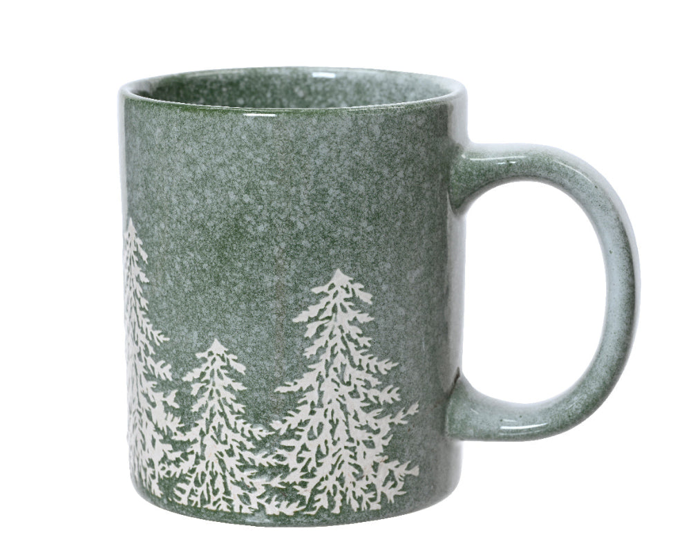 Mug Stoneware Embossed With Trees