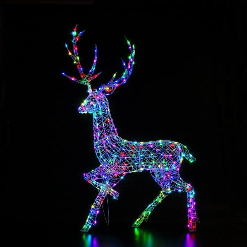 2m Highland Stag 320 LED White Rattan Colour Changeable