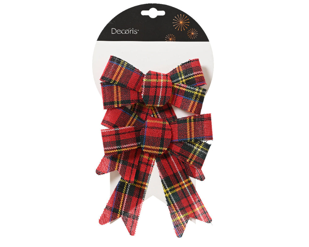 17cm Red Tartan Bow - Set of 2