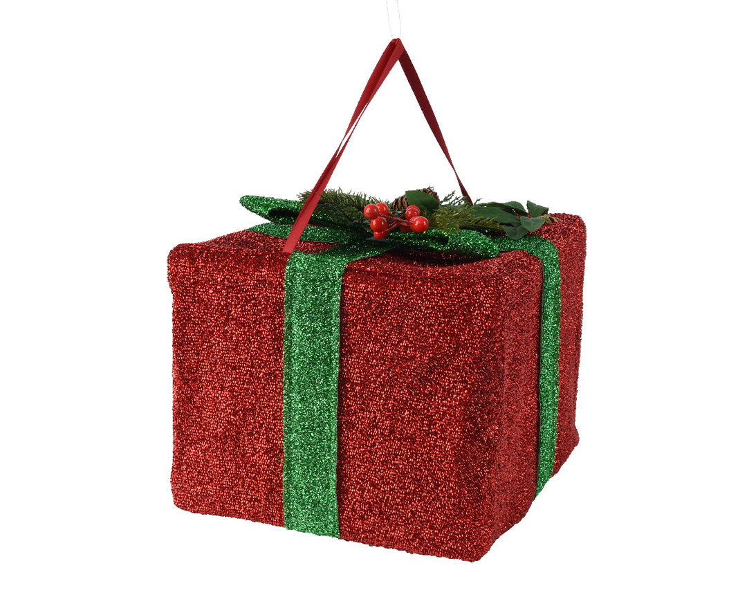 kaemingk polyester giftbox w/ red bow - red