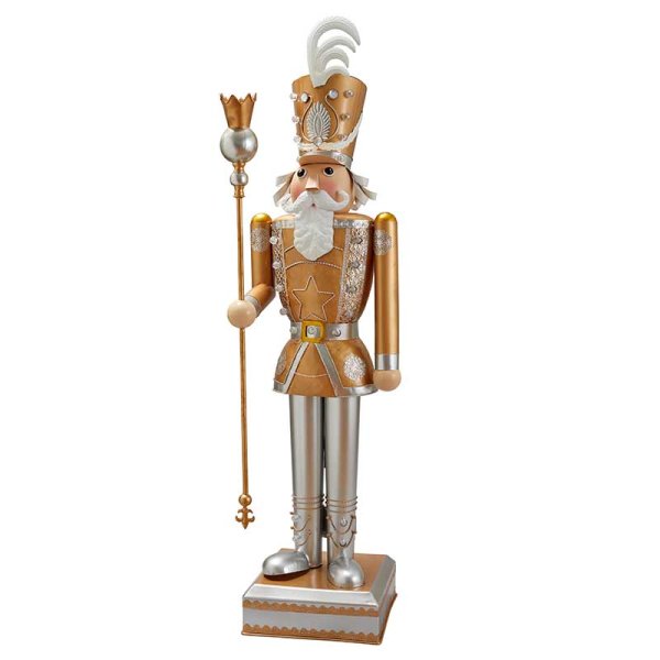 Battery Operate InLit Giant Nutcracker Gold & White