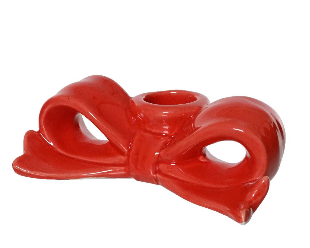 Bow Candle Holder Red