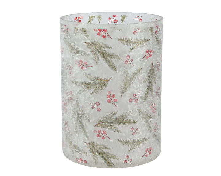 Glass Tealight Holder With Berries & Greenery