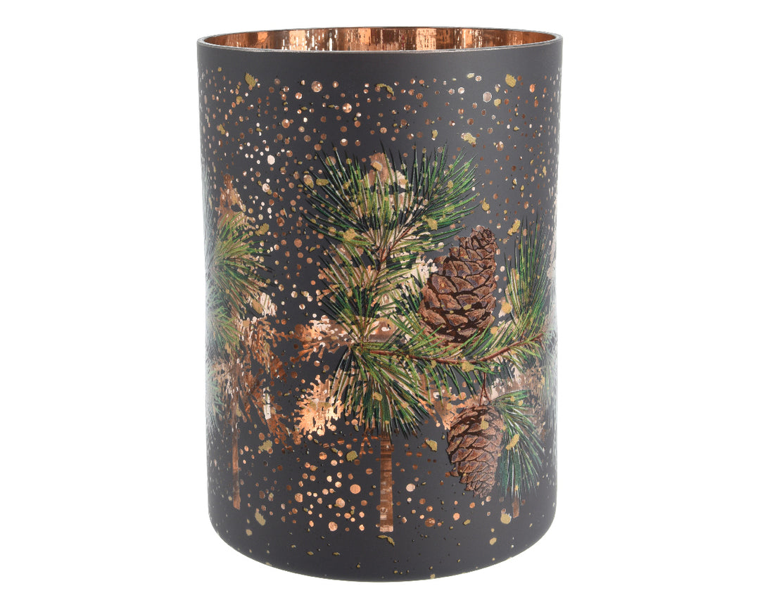 Glass Tealight Holder W/ Pine Cones