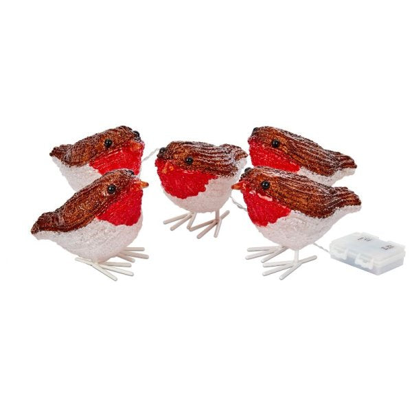 Battery Operated InLit Ice Robins - Set of 5