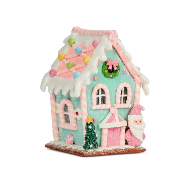 Battery Operated Gingerbread Santa Ice Candy Cottage