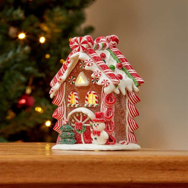 Battery Operated Gingerbread Frosty Candy Cottage