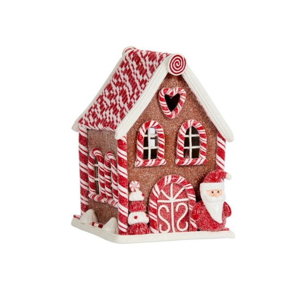 Battery Operated Gingerbread Santa Candy Cabin