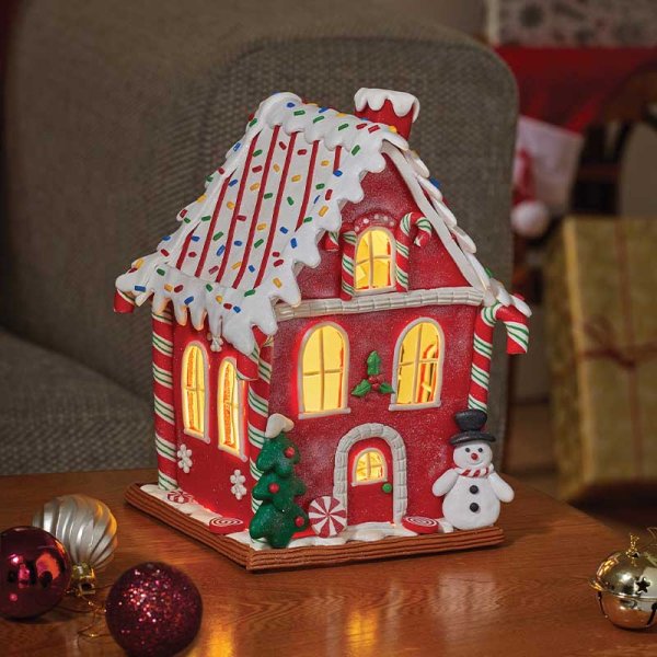 Battery Operated Gingerbread Frosty Candy Cabin