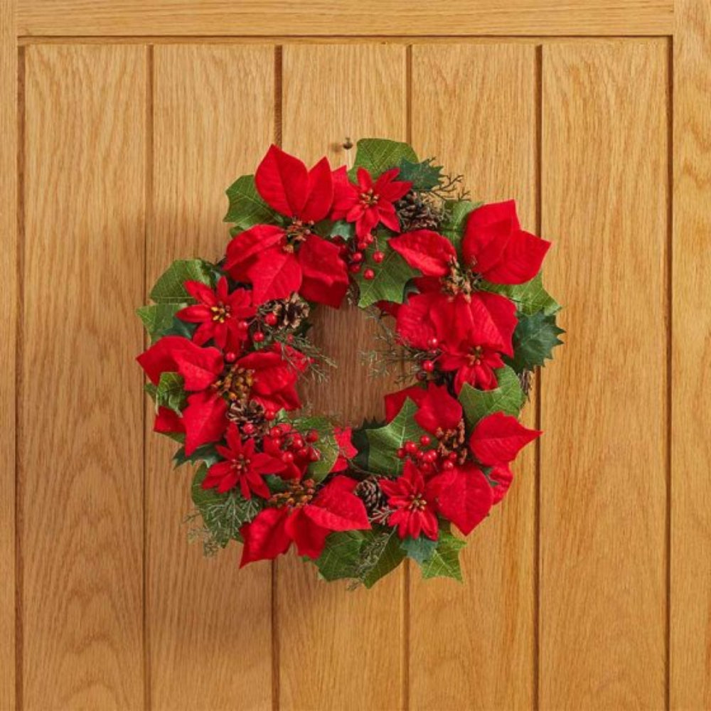 24" Poinsettia Wreath